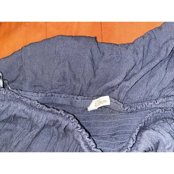 Elan  Navy Blue Off-Shoulder Ruffle Hem & Elastic Waist Women's Jumpsuit Size L - Picture 5 of 9